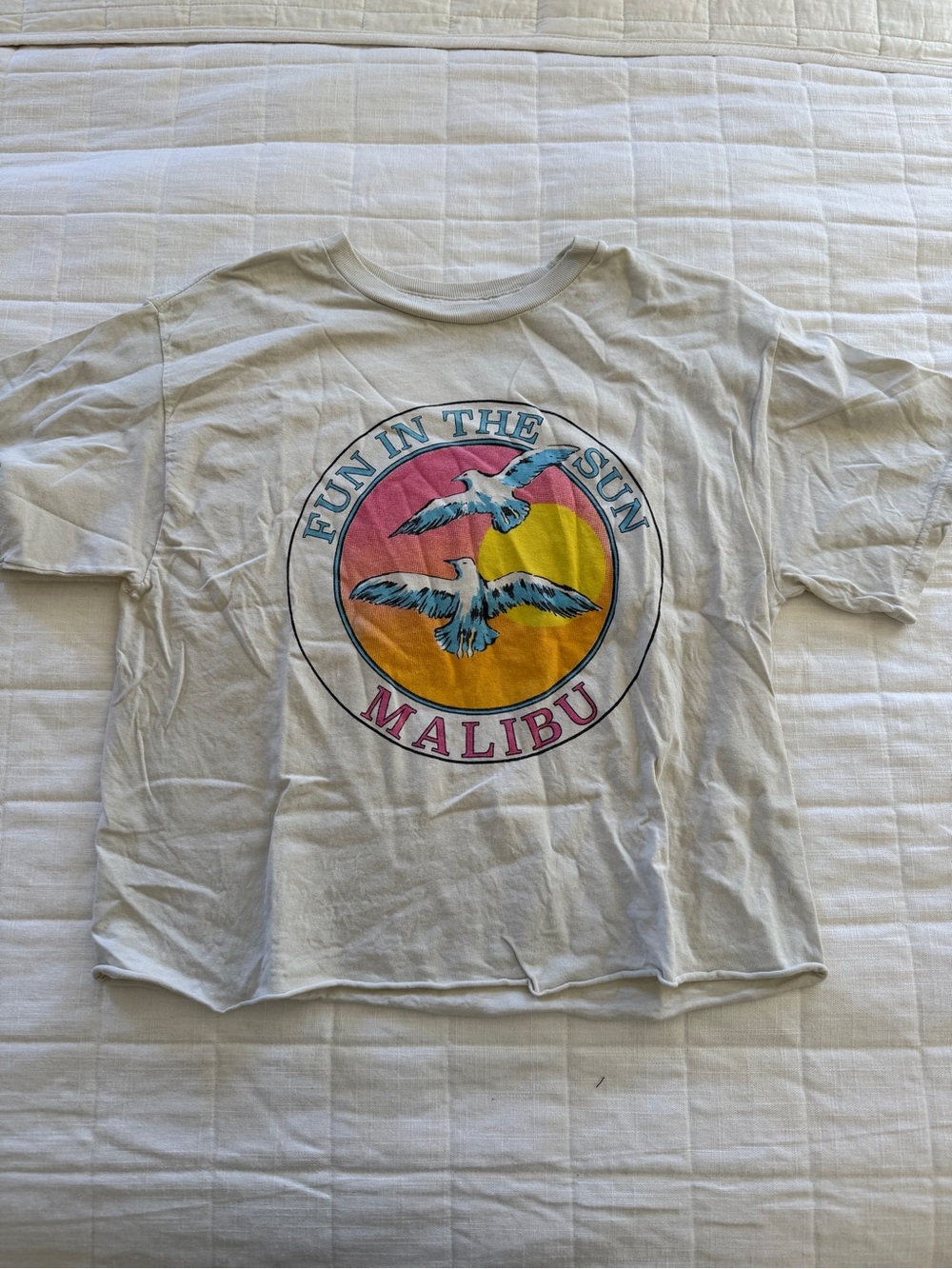 Brandy Melville White 'Fun In The Sun Malibu' Graphic Tee